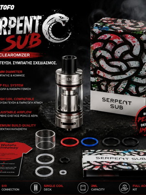 Wotofo Serpent Sub 25mm Clearomizer new, 5ml capacity