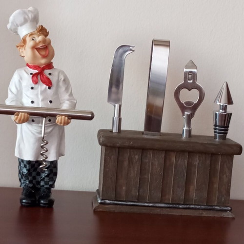 Decorative Wine Bar Set 5 Pieces with Stand like new