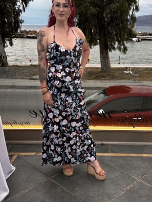 Summer floral dress Stella Mizeraki like new, size S-M, black multicolor
