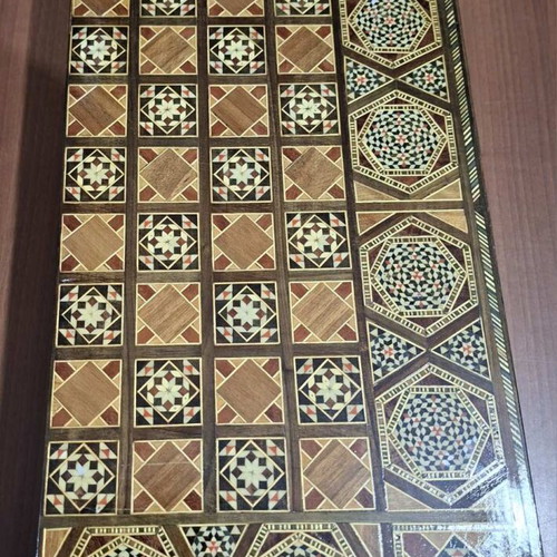 Handmade wooden backgammon with mosaic design like new