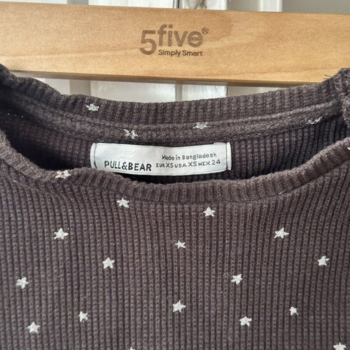 T-shirt with stars Pull & Bear like new, black and white, XS