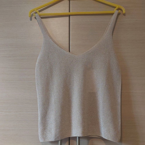 MNG Gold Knit Crop Top Size Small New