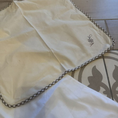 Embroidery set like new with pillowcase, square, and cutwork doily