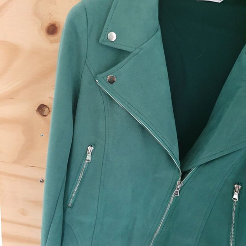 Bikerstyle suedelook green jacket new, size L