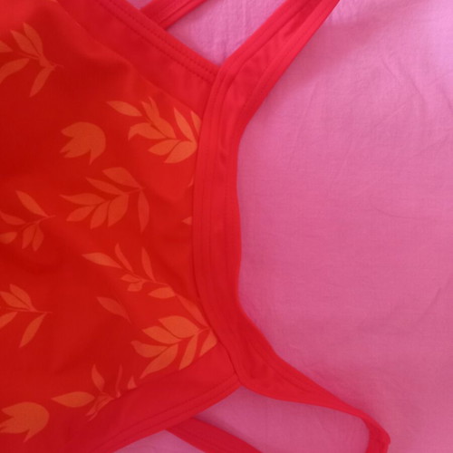 Bikini top red, bustier style, like new, size L
