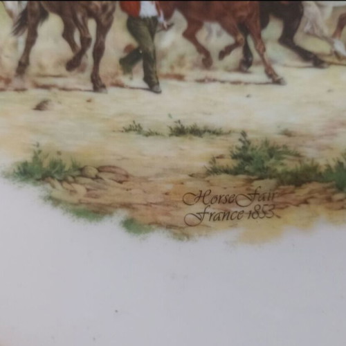 Decorative plate "The Horse Fair" 1853 by Rosa Bonheur, Bavaria, used