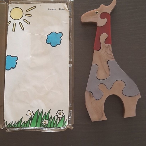 Vintage 1980s Bulgarian soft PVC giraffe puzzle