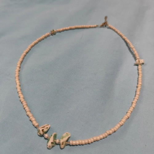 Handmade necklace new with stones and pearls in white shades