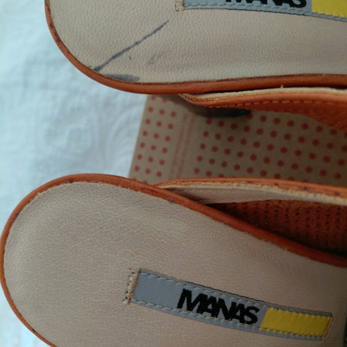 Manas mules like new, tan leather, 9cm heel, size 39