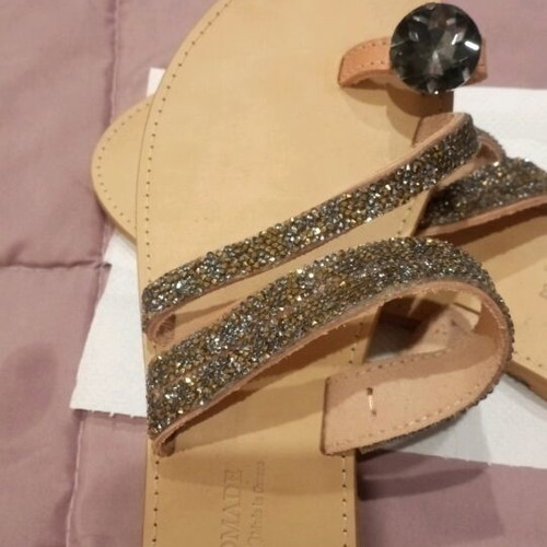 Women's handmade sandals like new with beads, size 39