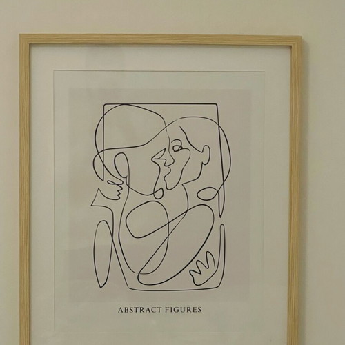 Abstract Figures Kissing framed painting new