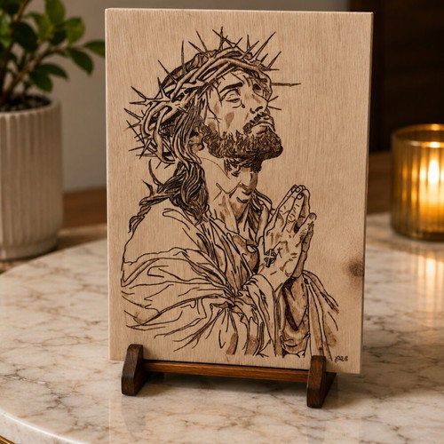 Handmade pyrography on sea wood A4 size like new