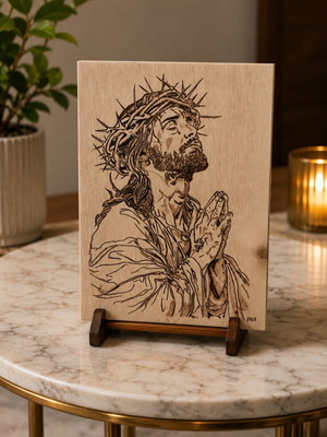 Handmade pyrography on sea wood A4 size like new