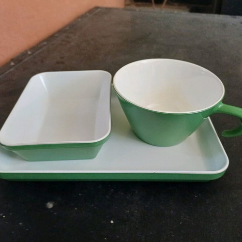 Olympic Airways set used, green, Noritake