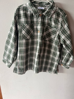 Boys shirt green checkered, like new, 3-4 years