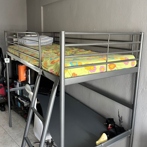 Bunk bed with desk and mattress