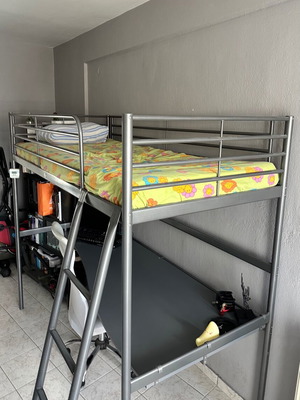 Bunk bed with desk and mattress