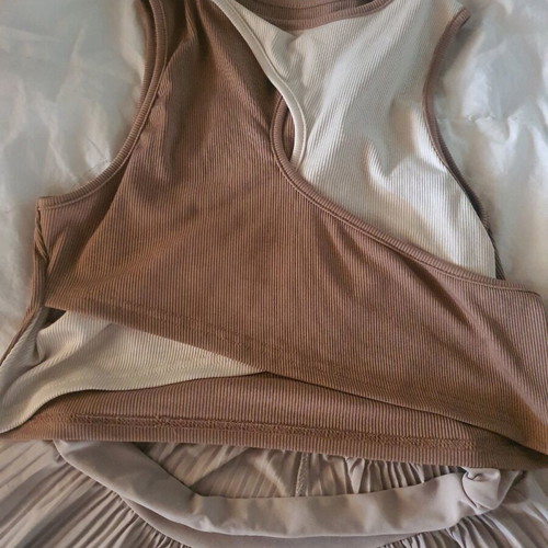 Set of palazzo pants with blouse and gift bag like new, beige and brown