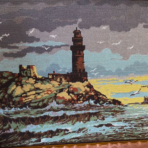 Vintage Handcrafted Embroidered Nautical Wall Art Used