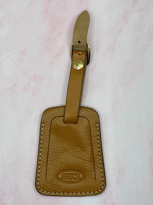 Bric's leather luggage tag like new, brown
