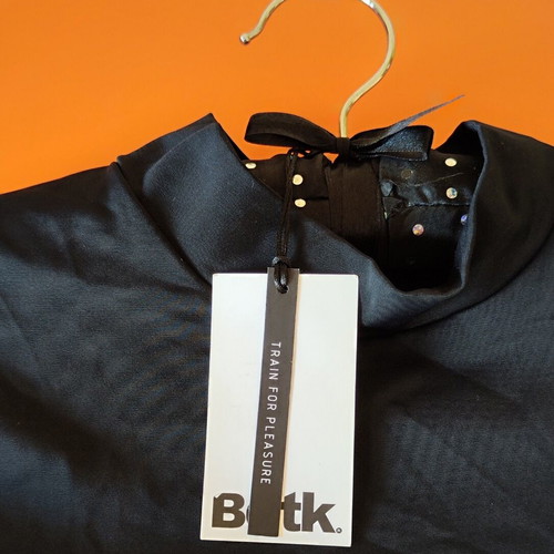 BDTK Bodytalk black one-piece swimsuit long sleeve with turtleneck and open back new