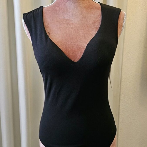 Celestino black bodysuit with heart neckline one size new