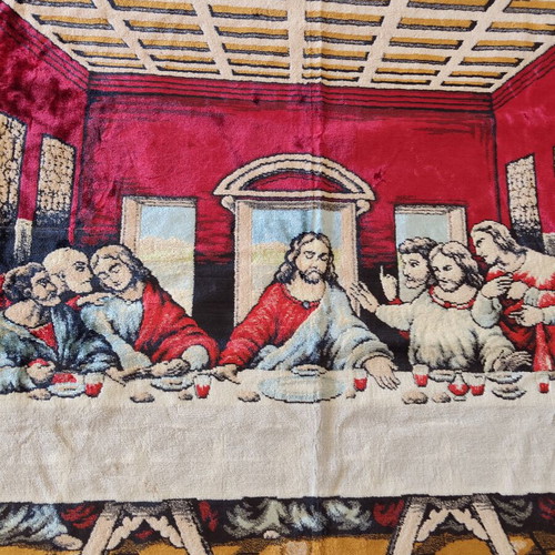 Vintage velvet wall tapestry used, 165 x 125 cm