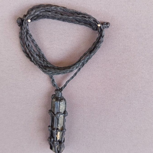 Handmade necklace with black tourmaline and natural crystal