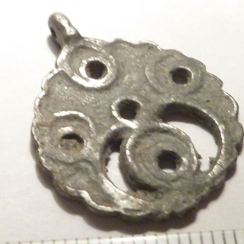 Pendant old used, white metal