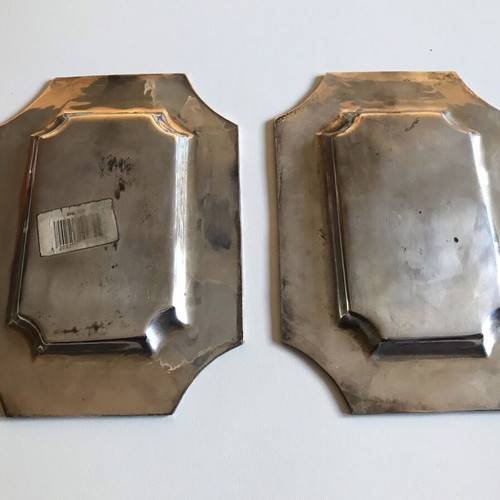 Silver decorative trays used, set of 2 for desk or table