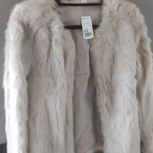 Forever21 synthetic fur coat, beige, size L