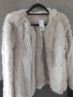 Forever21 synthetic fur coat, beige, size L