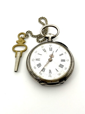 Swiss pocket watch used vintage silver 1880 35mm