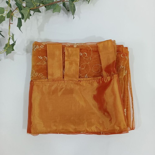 Orange organza curtain like new with beads