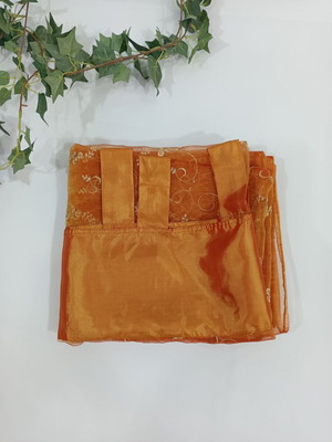 Orange organza curtain like new with beads