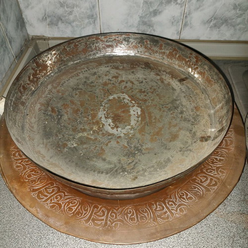 Copper trays used, pack of 16 handmade, oriental and Ottoman