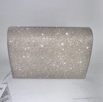 Silver evening clutch with sparkling bow, new