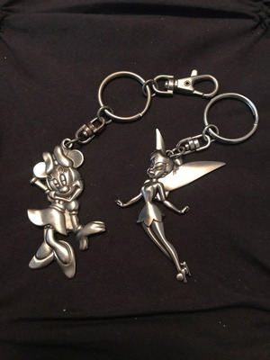 Disney keychains heavy embossed 3d with Tinkerbell and Mini Mouse