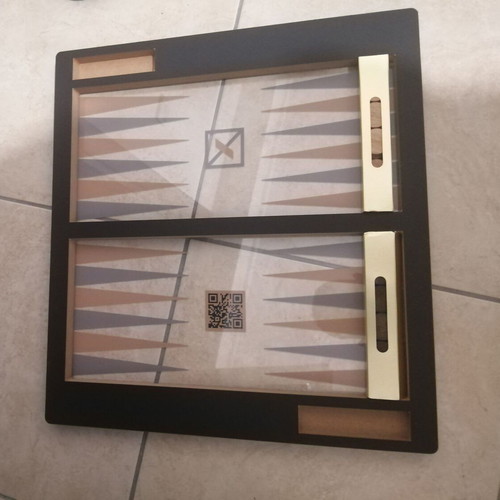 Backgammon board new plexiglass with wooden pieces 43x39