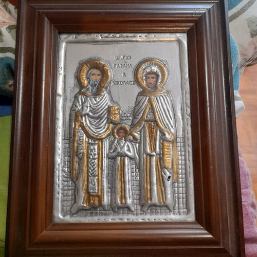 FINAL PRICE ONLY 15 EUROS Gold-plated and silver-plated image with glass