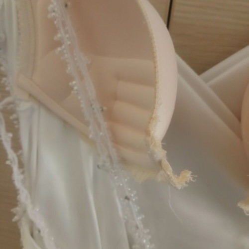 Wedding dress like new, crisscross neckline, thick satin, waist 36cm
