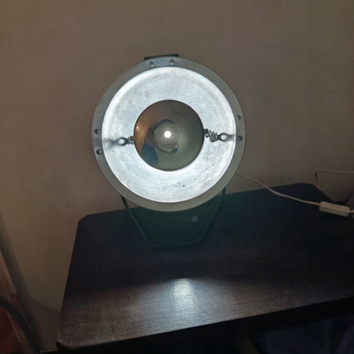 Handmade table lamp with adjustable aluminum spotlight