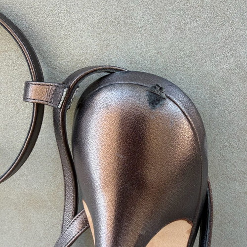 Gianni Versace Metallic Anthracite Strappy Platform Sandals size 38 used
