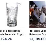  Ποτήρια  36 τμ.(εξάδες) lead crystal  Bohemia "Lada" ( Czechoslovakia) η Lausitzer Germany 70'