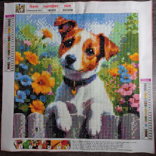 Handmade Dog Diamond Art Canvas like new, 30x30 diamond painting