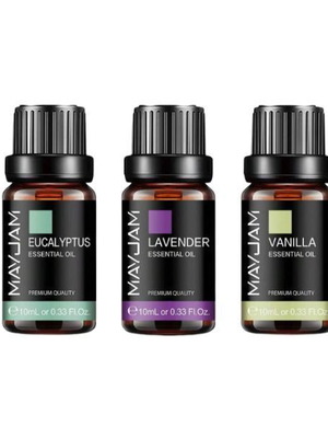 Set of 3 Essential Oils Lavender, Eucalyptus, Vanilla 10ml new
