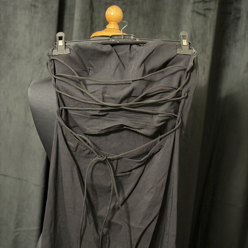 Strapless midi black denim dress, size M