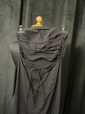 Strapless midi black denim dress, size M