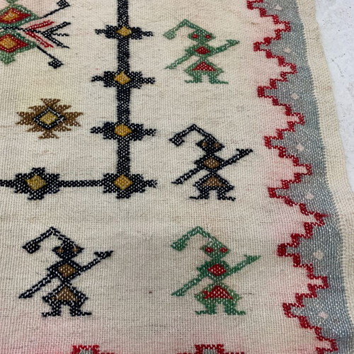 Cretan embroidered woven table runner 39x22.5 cm, cross stitch with fringes