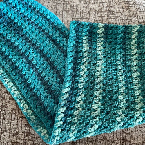 Handmade crocheted neck warmer new in shades of blue
